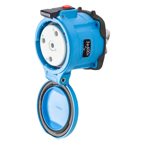 33-64143 - DS60 RECEPTACLE POLY BLUE SIZE 4 TYPE 3R 3P+G 60A 600 VAC 60 Hz NO AUX